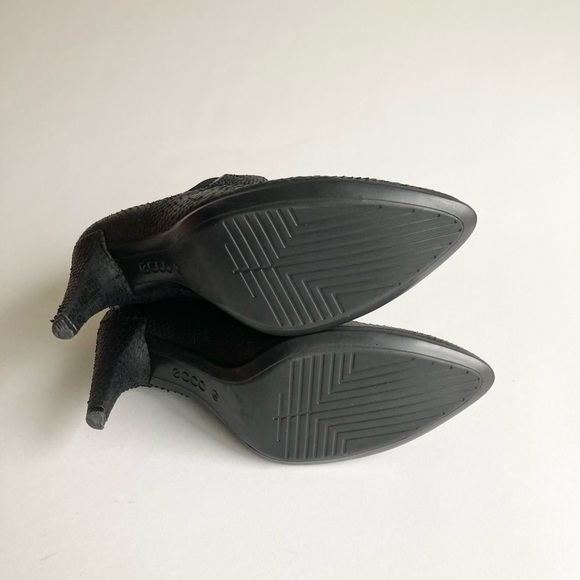 Ecco Black Lizard Print Leather Point Toe Heeled Ankle Boots size EUR 40, US 9.5 - Picture 11 of 16